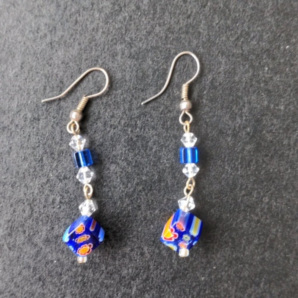 Vintage Millefiori Murano glass earrings from Italy